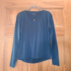 Athleta Essence Twist Blue Open Slit Long Sleeve Shirt